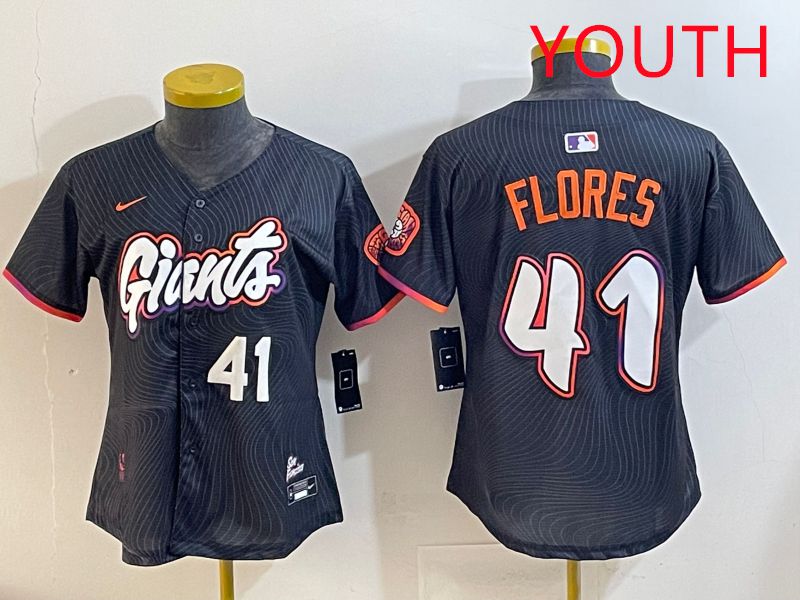 Youth San Francisco Giants #41 Flores Black Joint Name 2025 Nike MLB Jersey style 5
